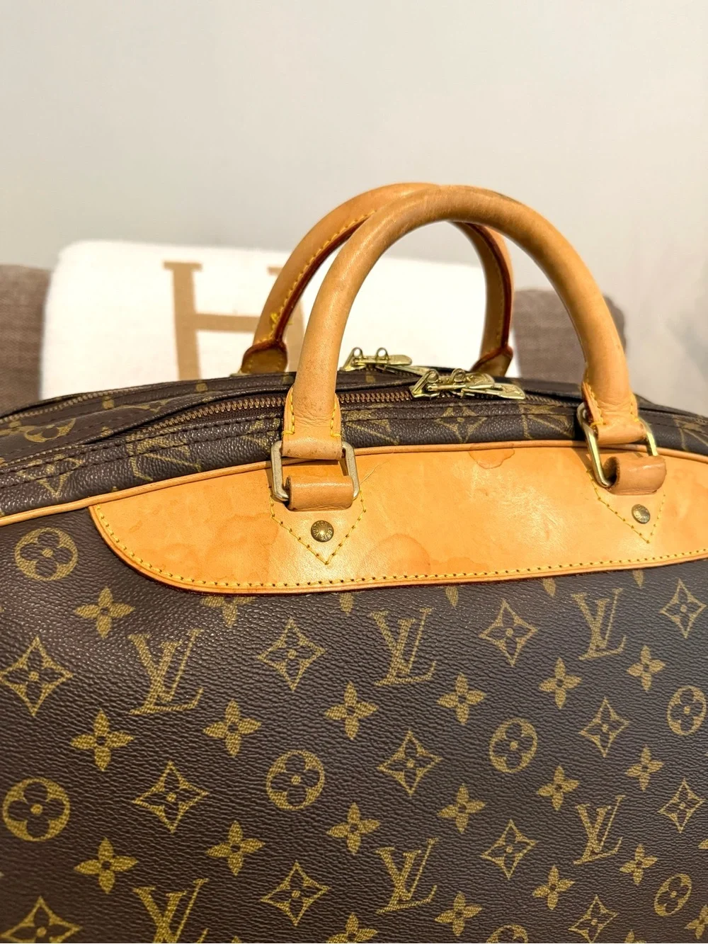 Authentic Louis Vuitton Alizé Poche travel bag M41393 brown monogram LV unisex